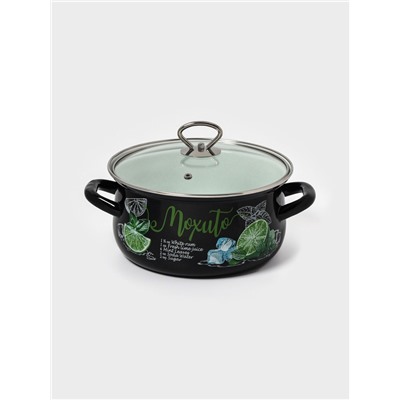 Кастрюля эмалированная «Мохито», 3 л, d=23.1 см, чёрная