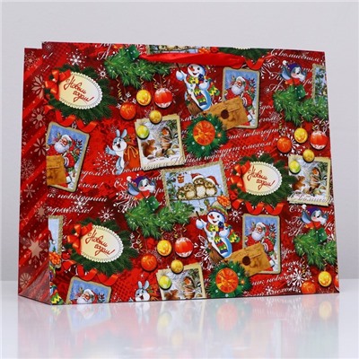 Пакет подарочный ламинированный новогодний «С Новым годом», 49×40×19 см