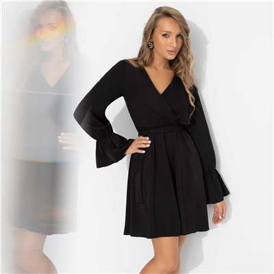 Платье с акцентными рукавами, Люксовый выход (гранд, с поясом)