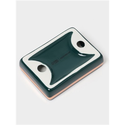 Набор аксессуаров для ванной комнаты Доляна «Богемия», 3 предмета, мыльница, дозатор, стакан, тёмно-зелёный