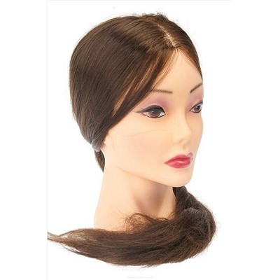 Dewal Голова-манекен тренировочная для парикмахеров FI-2022XL-6, искусственные волосы, шатен KRISTALLER, 1106356