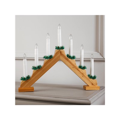 Светодиодная фигура «Рождественская горка» 39×31×5 см, дерево, 220 В, свечение тёплое белое