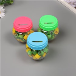 Клейкая лента пластик в банке «Зелёный и жёлтый», набор 40 шт., 1.2 см, дл. 0.9 м, 7×7×9 см