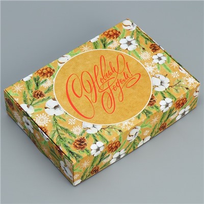 Коробка подарочная новогодняя складная «Новогодняя ботаника», 21×15×5 см