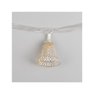 Гирлянда «Нить» 4 м с насадками «Колокольчик», IP20, прозрачная нить, 20 LED, свечение белое, 8 режимов, 220 В