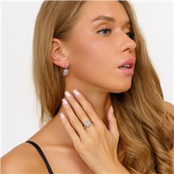 Комплект ювелирной бижутерии Дубайское золото, серьги и кольцо  20 р, двойное покрытие позолота и посеребрение, вставка: фианиты, цвет: прозрачный, арт. 213.051-20