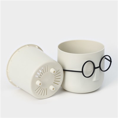 Кашпо для цветов со вставкой «Стив», 650 мл, d=11.5 см, h=10.5 см, цвет белый ротанг