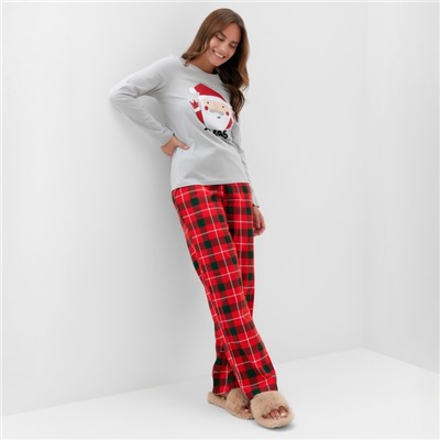 Пижама новогодняя женская (лонгслив, брюки) KAFTAN Santa, размер 48-50