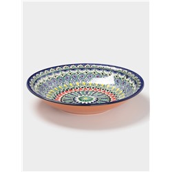 Ляган узбекский Риштанская керамика «Узоры», для плова, d=33 см, глубокий, синий