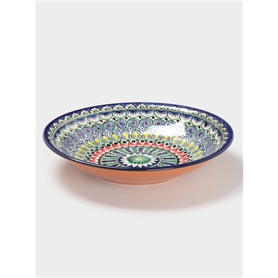 Ляган узбекский Риштанская керамика «Узоры», для плова, d=33 см, глубокий, синий