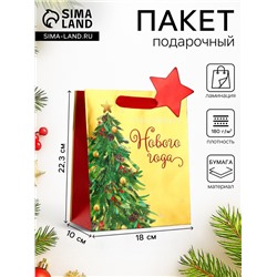 Пакет подарочный новогодний, с тиснением «Счастливого Нового года», люкс, 18×22.3×10 см