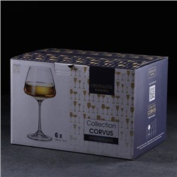 Бокалы для вина Corvus, 350 мл, набор 6 шт., стекло, прозрачные