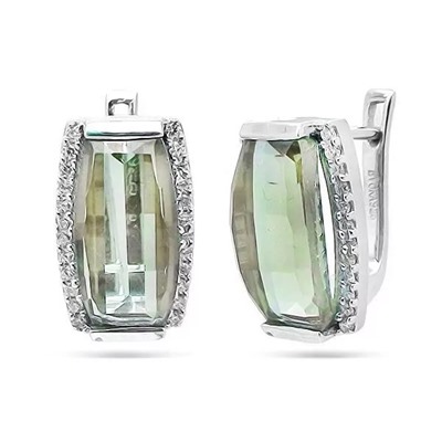 Серьги из серебра зеленый аметист, Лика