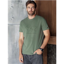 Футболка полуприлегающего кроя с принтом из премиального хлопка