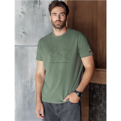 Футболка полуприлегающего кроя с принтом из премиального хлопка