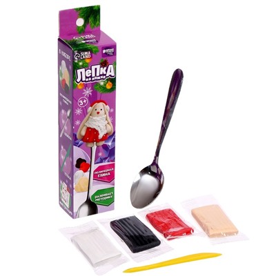 Ложка для декора полимерной глиной «Новый год! Зайка в шарфике», набор для творчества