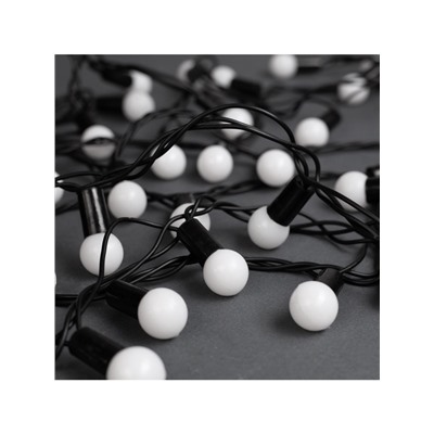 УЦЕНКА Гирлянда «Нить» 10 м с насадками «Шарики 1.5 см», IP44, тёмная нить, 100 LED, свечение белое, 8 режимов, 220 В