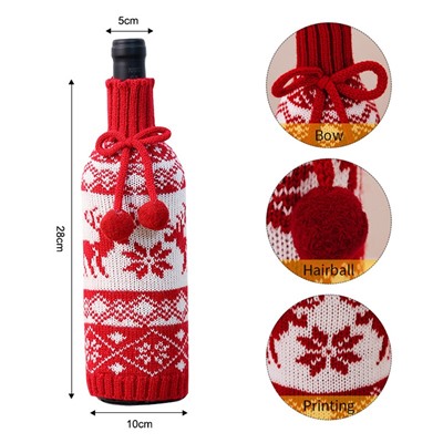 Чехол вязаный для бутылки вина или шампанского "Новогодний Свитер"