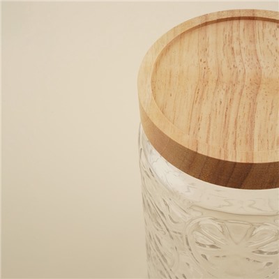 Банка для сыпучих продуктов SL Home «Валенсия», 2 л, 12×20.5 см, с деревянной крышкой, стекло, прозрачная