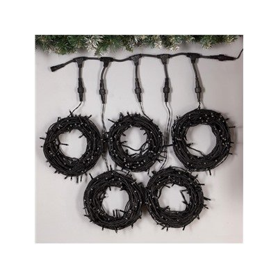 Гирлянда «Клип-лайт» 5 нитей по 20 м, IP44, УМС, тёмная нить, 665 LED, свечение синее, 24 В