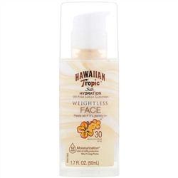 Hawaiian Tropic, Silk Hydration, Weightless Face, невесомый солнцезащитный лосьон для лица без масел, SPF 30, 50 мл