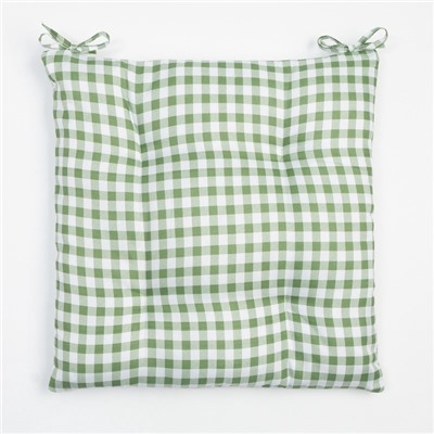 Подушка на стул Этель «Клетка» 40×40 см, зелёная
