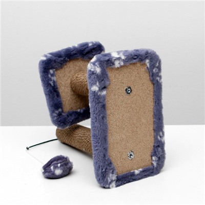 Когтеточка для котят двойная, 30×20×34 см, джут, серая с лапками