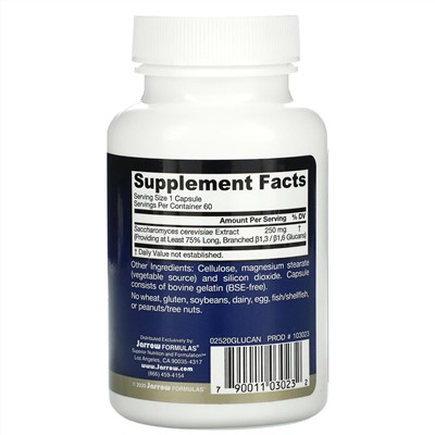 Jarrow Formulas, бета-глюкан, 60 капсул