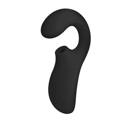 Черный вакуумный стимулятор ENIGMA с отростком