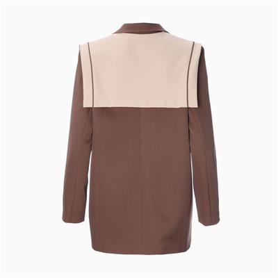 Пиджак женский с накидкой MINAKU: Casual Collection, коричневый, размер 52