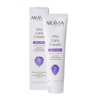 Aravia Крем для рук и ногтей защитный с пребиотиками и ниацинамидом / Vita Care Cream, 100 мл KRISTALLER, 1108255