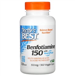 Doctor's Best, бенфотиамин с BenfoPure, 150 мг, 360 вегетарианских капсул
