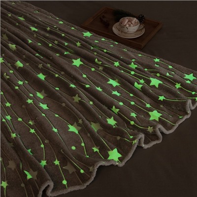 Плед светящийся в темноте «Этель. Звездное небо», 150×200 см, корал-флис