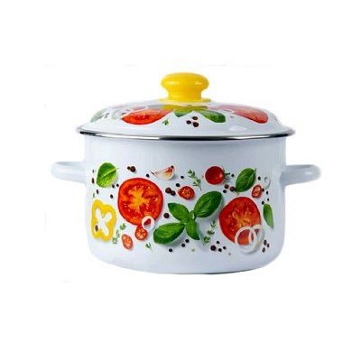 Кастрюля 3л сферическая с ободком, Каприче белая, эмаль  3MD181P