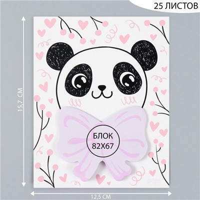 Магнит на холодильник с блоком для записей «Панда с бантом», 12.5×15.7 см