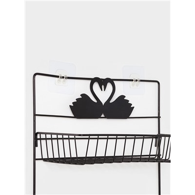 Полка 3-х ярусная, 6 крючков, 47×30×14 см, чёрная