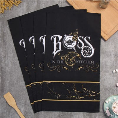 Набор кухонных полотенец «Доляна» Boss: 35×60 см - 4 шт., 100% хлопок, 160 г/м²