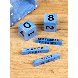 Календарь настольный «Пара совят», 8×4×9.5 см, дерево, синий, красный