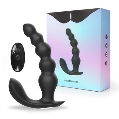 Черная анальная виброёлочка Anal Bead Vibrator с пультом ДУ