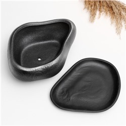 Горшок для кактусов и суккулентов «Бонсай», 600 мл, 17×14×7 см, керамический, с поддоном, серый