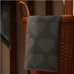 Полотенце махровое Love Life Hearts, 70×140 см, хлопок 100%, тёмно-серое