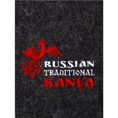 Рукавица для бани и сауны «Русские традиции», шерсть 50%, полиэфир 50%, серая