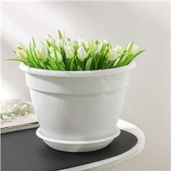 Горшок для цветов с поддоном «Антик», 3.6 л, d=22 см, цвет белый