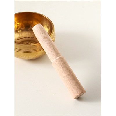 Поющая чаша золотая матовая «Точки и цветок», музыкальный инструмент, с резонатором, 4×8×8 см