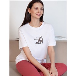 Футболка с принтом свободная из премиального 100% хлопка