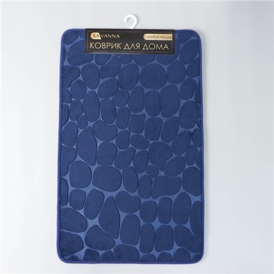 Коврик для ванной и туалета SAVANNA Memory foam, 50×80 см, синий