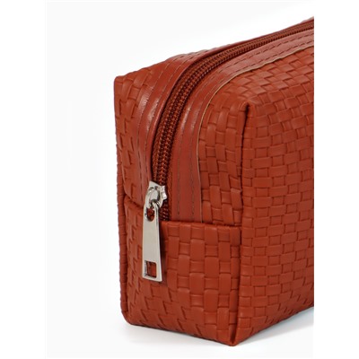 Косметичка универсальная, искусственная кожа, на молнии, коричневая