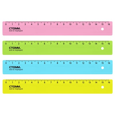 Линейка пластиковая 16 см NEON Cristal ассорти ЛН02 Стамм
