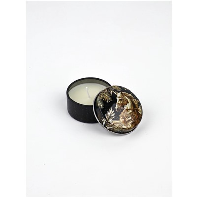 Свечи в железной банке «Лошади», аромат мандарин и еловые ветки, диам 4.8 см, 2 шт.