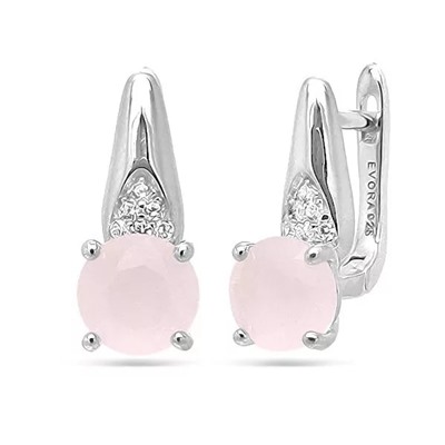 Серьги из серебра розовый кварц, МЦВ147
